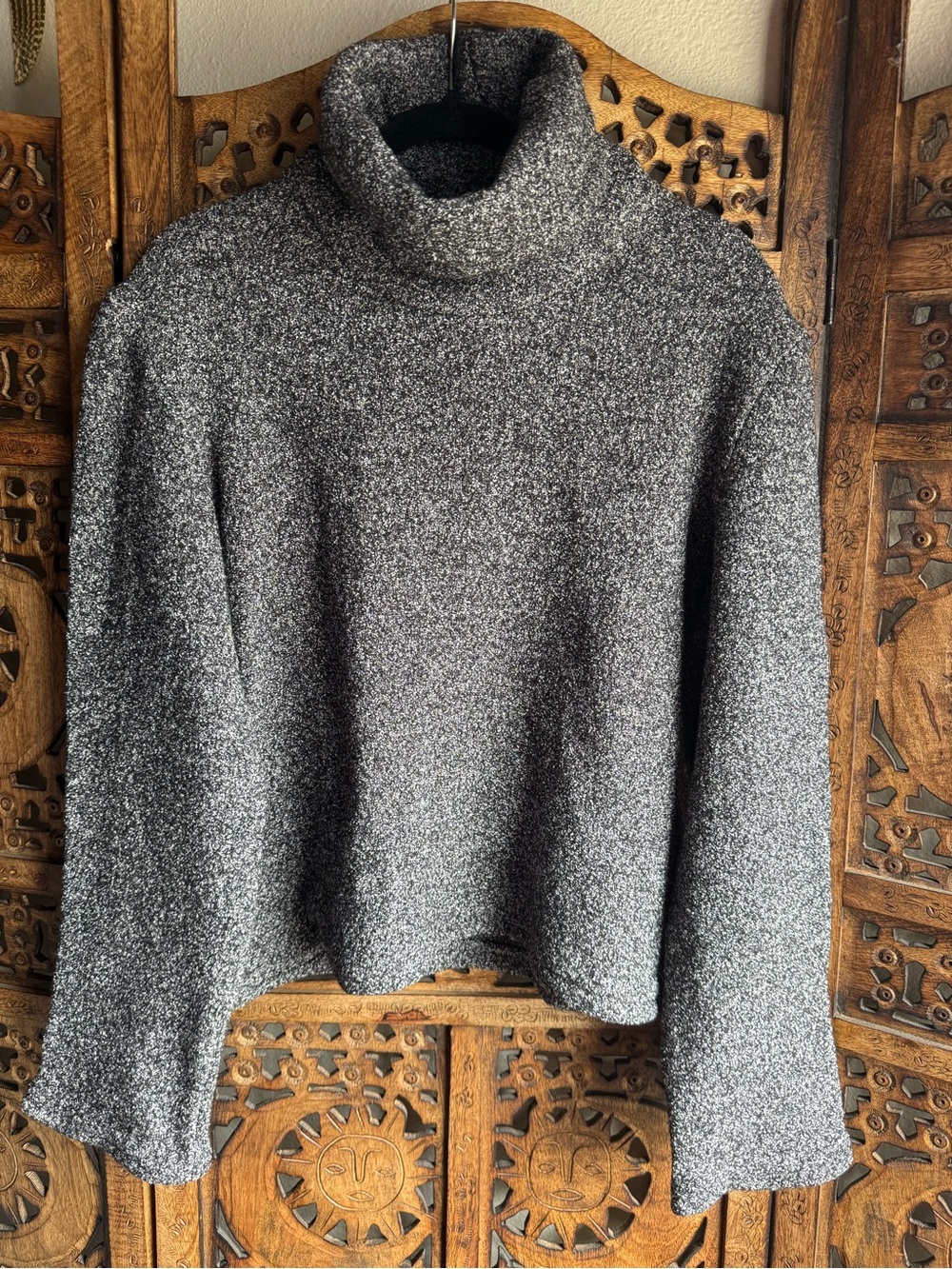 Bo Carter NWT Gray Bouclé Turtleneck Sweater Size L Oversized Long Sleeve